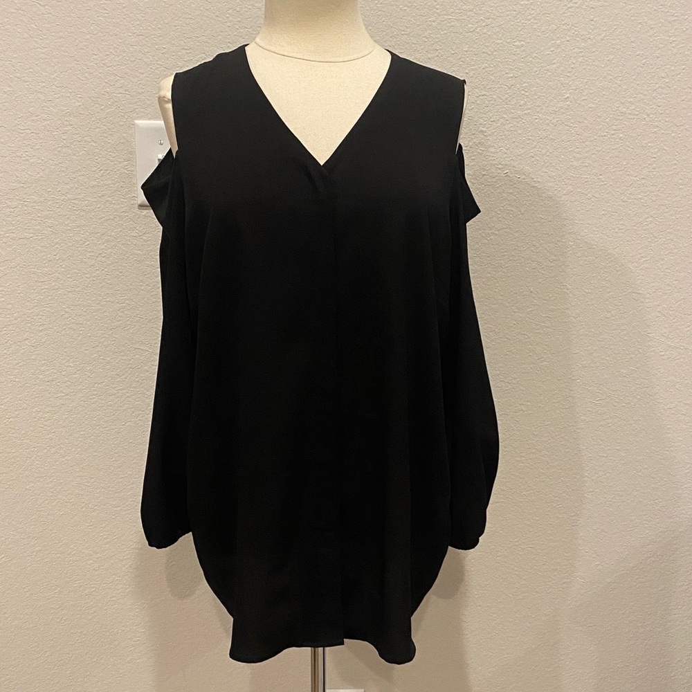 Chico's Black Cold Shoulder Tunic BlouseSz XL